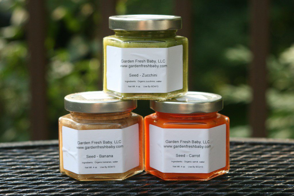 Garden Fresh Baby "Seed" Purees: Banana, Zucchini, and Carrot. Delicious!