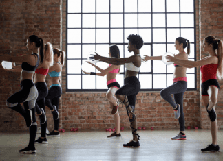 Women in a workout class.