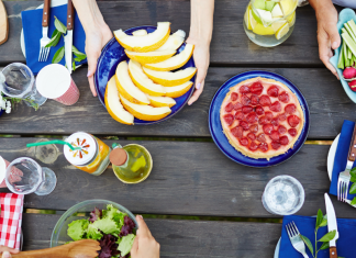 A table full of summertime food.