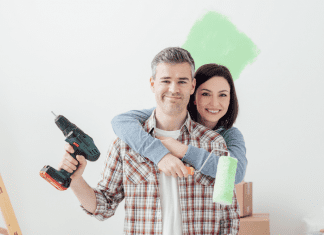 A couple doing a DIY project