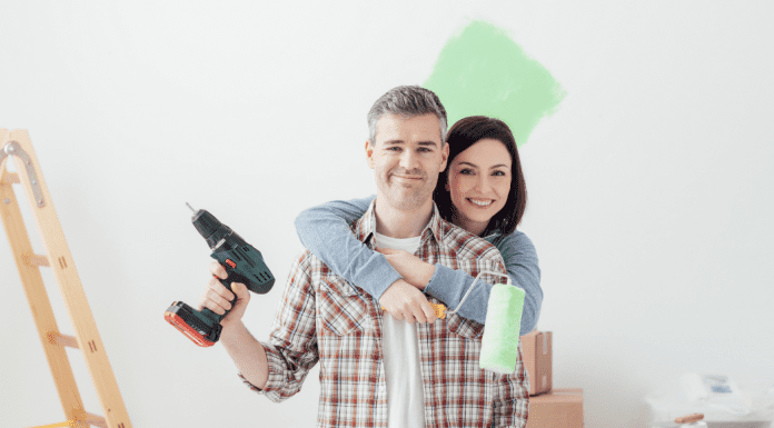 A couple doing a DIY project