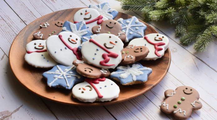 Christmas cookies on a plate.
