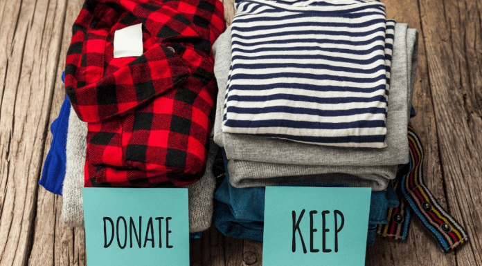 Clothes to keep and donate.
