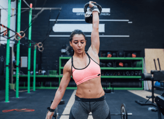 A woman doing crossfit.