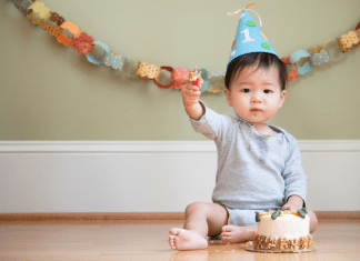 A baby boy on his first birthday.