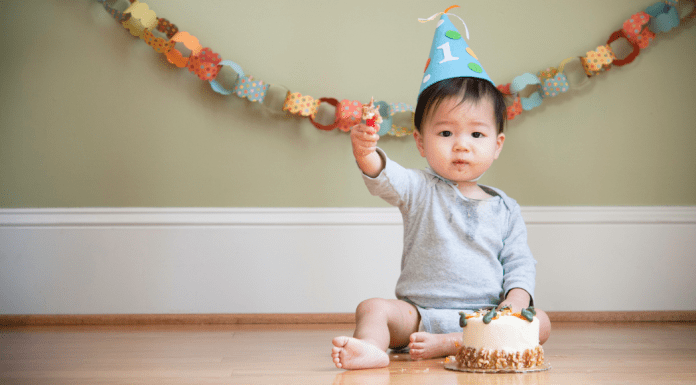 A baby boy on his first birthday.