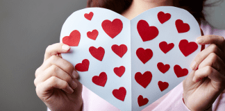 A handmade Valentine's Day card.