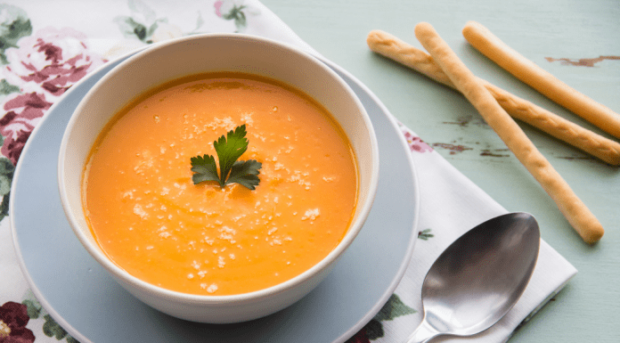 A bowl of butternut squash soup.