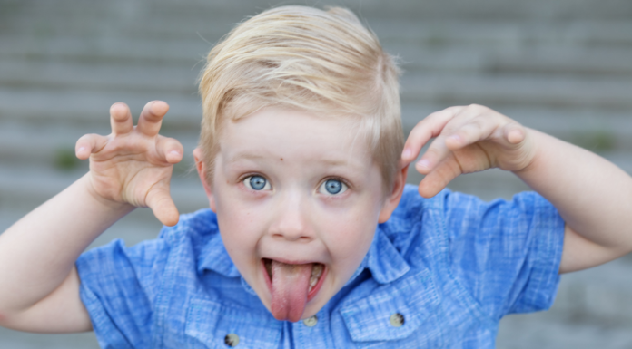 A boy making a silly face.