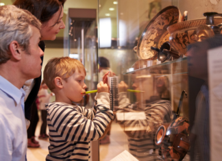 A family at a museum.