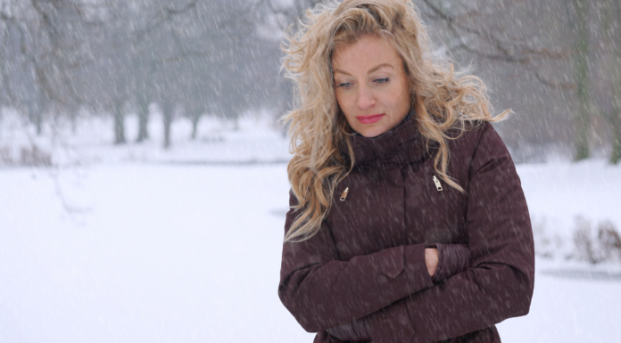 A woman experiencing winter blues.