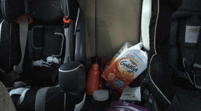 A messy mom car.