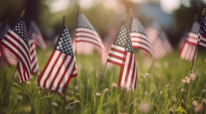 Flags on Memorial Day.