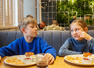 Kids Eat Free (or almost free) in Fairfield County Kids at a restaurant.