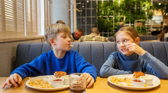 Kids at a restaurant.