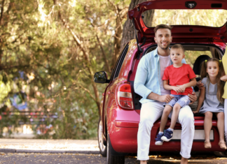A family going on a car trip.