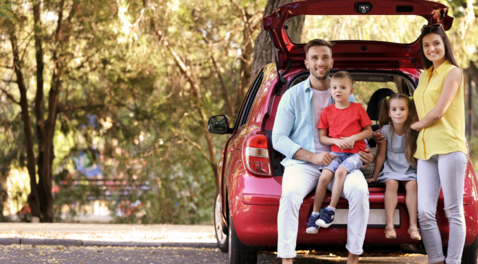 A family going on a car trip.