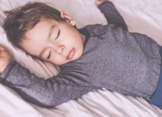 A toddler sleep talking.