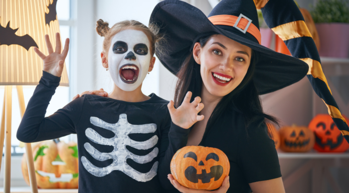 A family celebrating Halloween alternatives.
