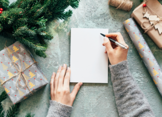 Writing a Christmas list.