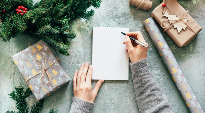 Writing a Christmas list.