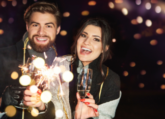 A couple on a new year's date.