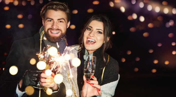 A couple on a new year's date.