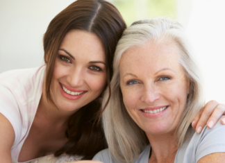 A mother sharing teachable moments with her mom.