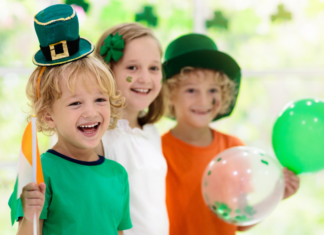 Kids celebrating St. Patrick's Day.