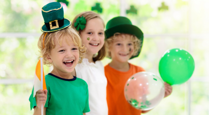 Kids celebrating St. Patrick's Day.