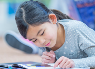 A girl reading.