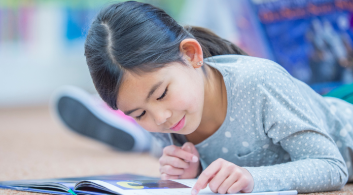 A girl reading.