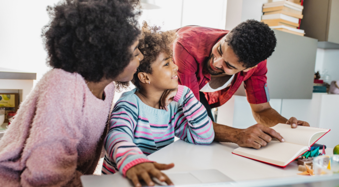 A family working together.