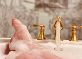 A woman in a bath.