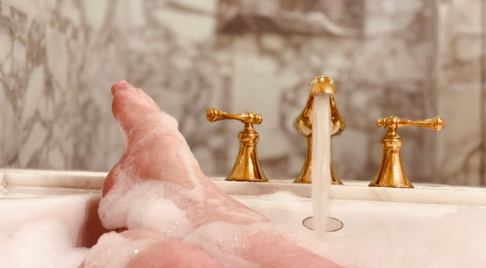 A woman in a bath.