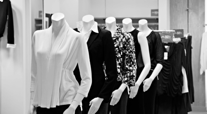 Black and white clothing.