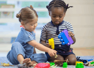 Learning Through Play Two children playing.