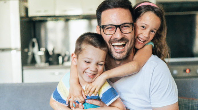 A dad with two kids.
