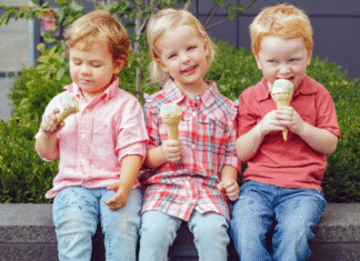 Kids eating ice cream.