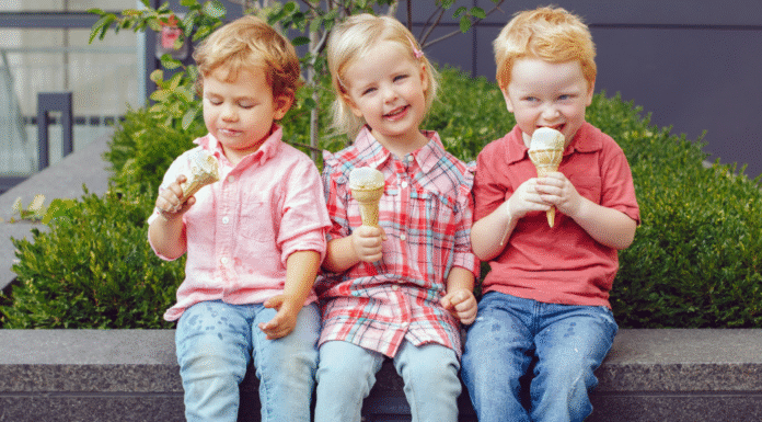 Kids eating ice cream.