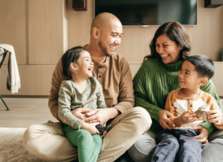 The Name Game: Kids Addressing Adults A family sitting together.
