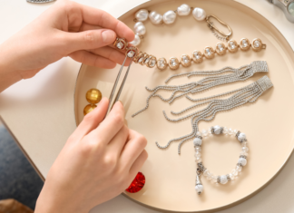Making jewelry.