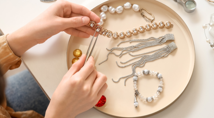 Making jewelry.
