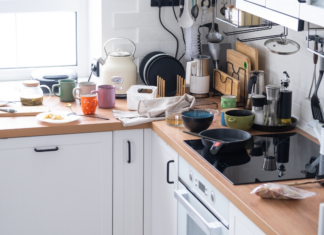 A New Mom Challenge: Lowering Your Standards A messy kitchen.