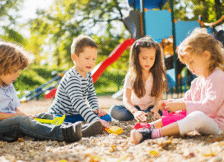 When Kids are Mean: A Tale of Playground Woes Kids playing in the dirt at a playground.