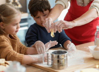 Baking with kids.