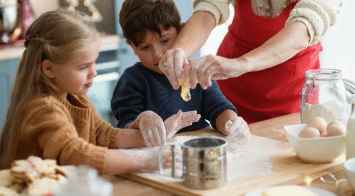 Baking with kids.