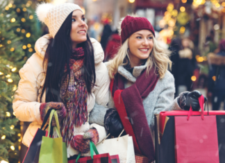 Women holiday shopping.