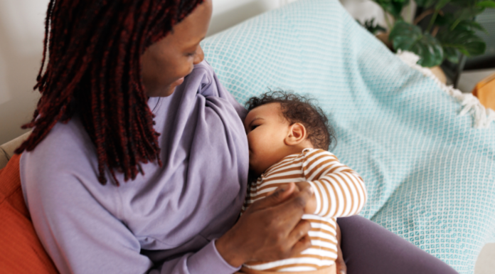 A woman breastfeeding.