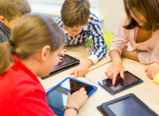 Kindergartners on an app.